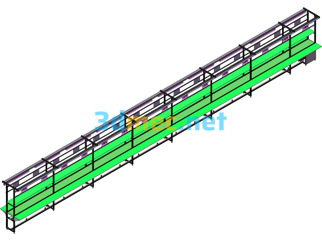 15 Meters Assembly Line Double Side Table Assembly Line SolidWorks 3D Model Free Download