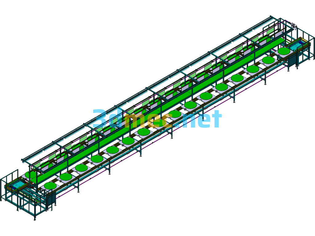 Triple Power Speed Chain Assembly Line Line Body SolidWorks 3D Model Free Download