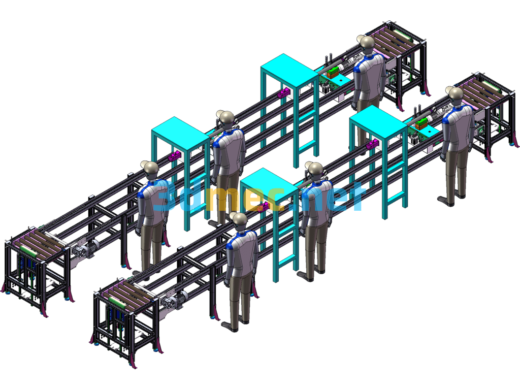 Speed Chain Jacking Tie Rod Rotating Assembly Line SolidWorks 3D Model Free Download