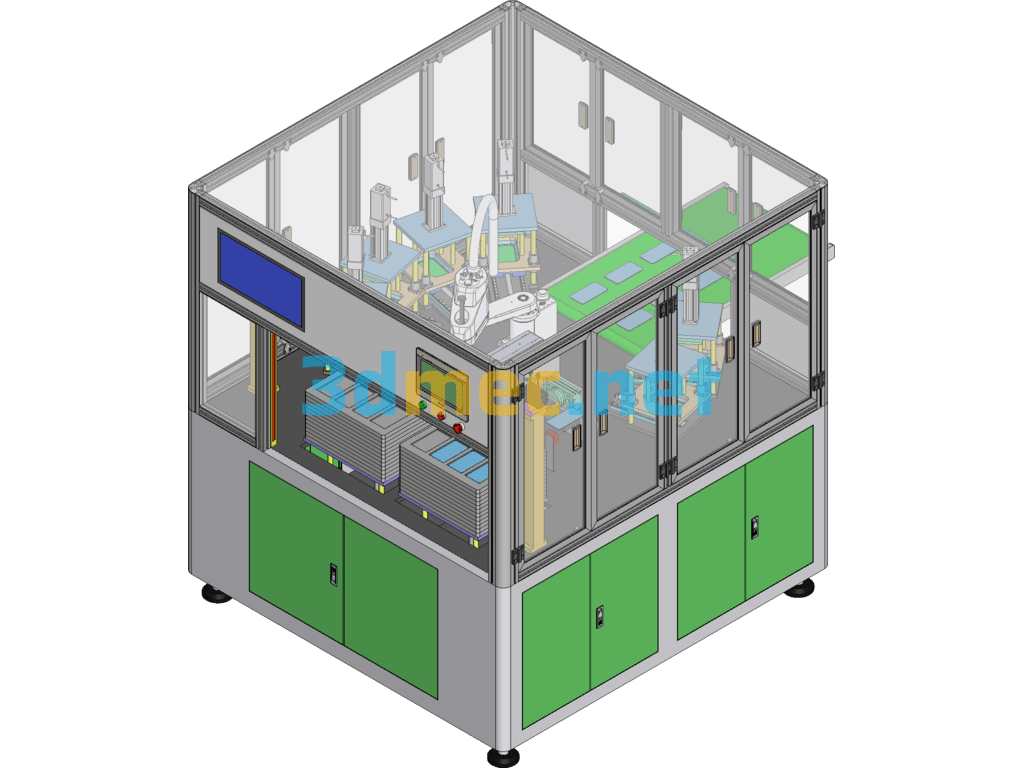 Fully Automated Hermetic Testing Equipment To Test The Hermeticity Of Cell Phone CG Glass Modules SolidWorks 3D Model Free Download