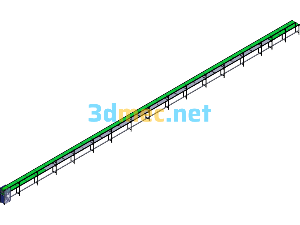 Double-Deck 31-Meter Conveyor Line SolidWorks 3D Model Free Download