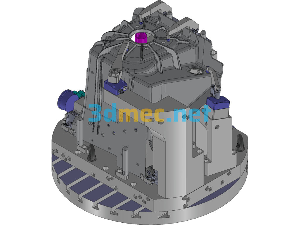 Right Front Wheel Cover 5-Axis Fixture Horizontal Plus 5-Axis Holding Form Hydraulic Fixture Exported 3D Model Free Download
