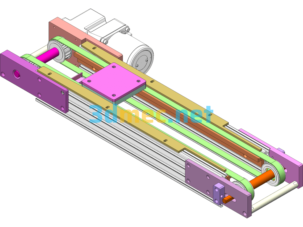 Synchronous Belt Conveyor Line 3D+Engineering Drawing SolidWorks 3D Model Free Download