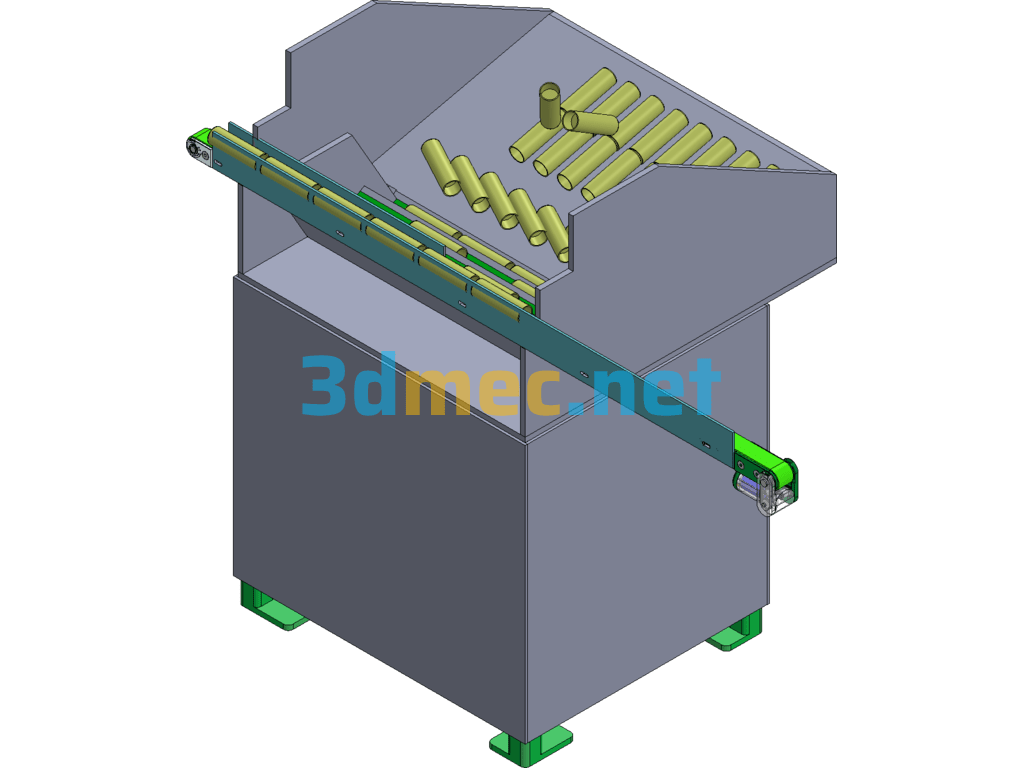 Round Bar Cooking Machine Stepped Whole Row Feeder And Loading Machine SolidWorks 3D Model Free Download
