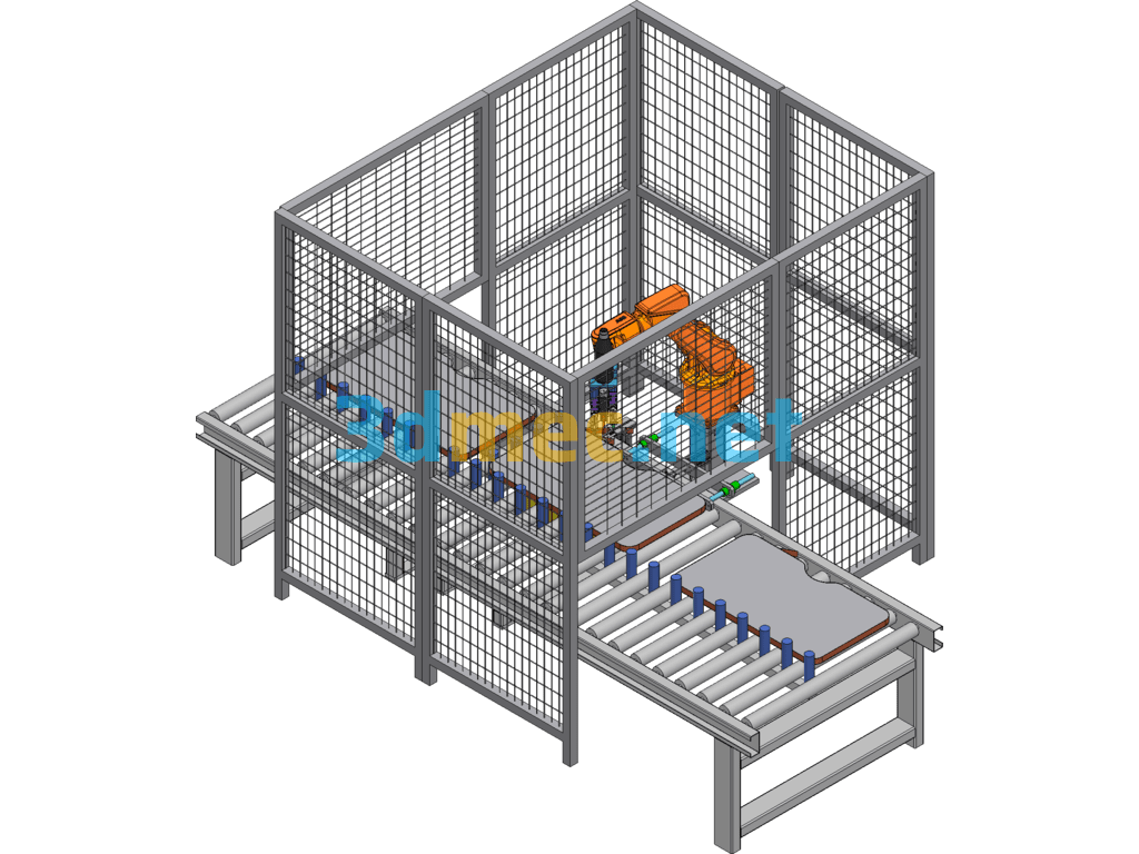 Automatic Edge Removal And Hot Pressing Equipment SolidWorks 3D Model Free Download