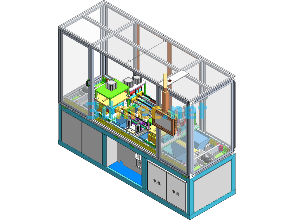 2ZY Front Door Outside Water Cutting Semi-Automatic Punching And Cutting Machine SolidWorks 3D Model Free Download