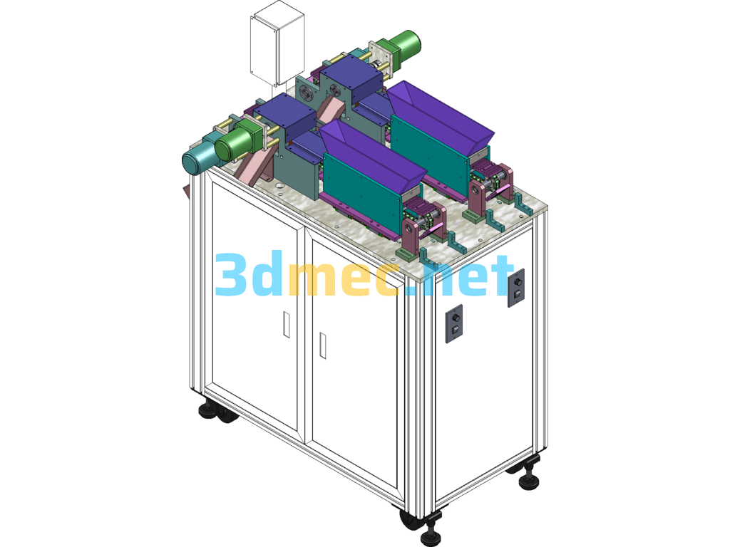 Automatic Double Station Cutting Machine SolidWorks 3D Model Free Download