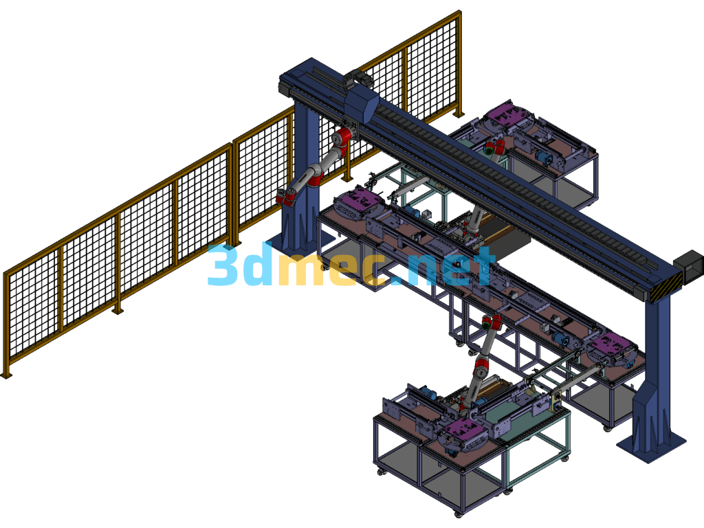 Automated Conveyor Assembly Line Exported 3D Model Free Download