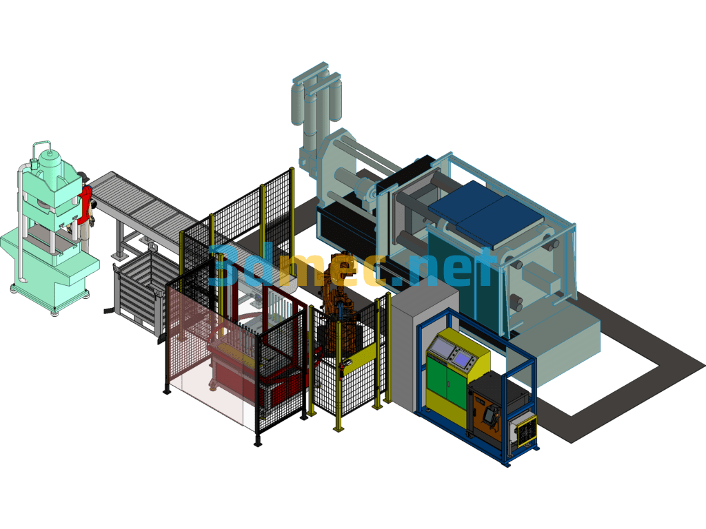 Robotic Die Casting Island Insert Placement + Pickup SolidWorks 3D Model Free Download