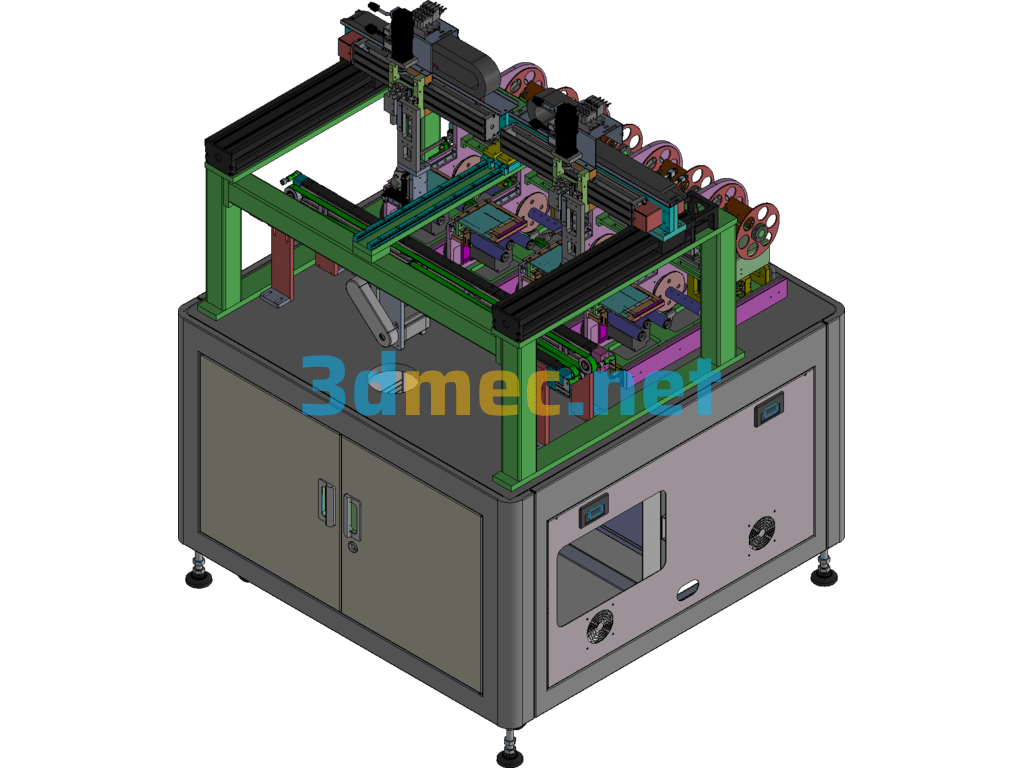 In-Line Four Kinds Of Labeling Machine Exported 3D Model Free Download