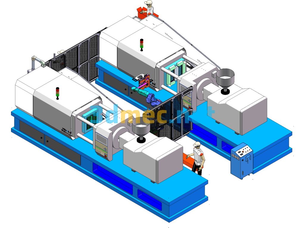 Injection Molding Line Automation Equipment SolidWorks 3D Model Free Download
