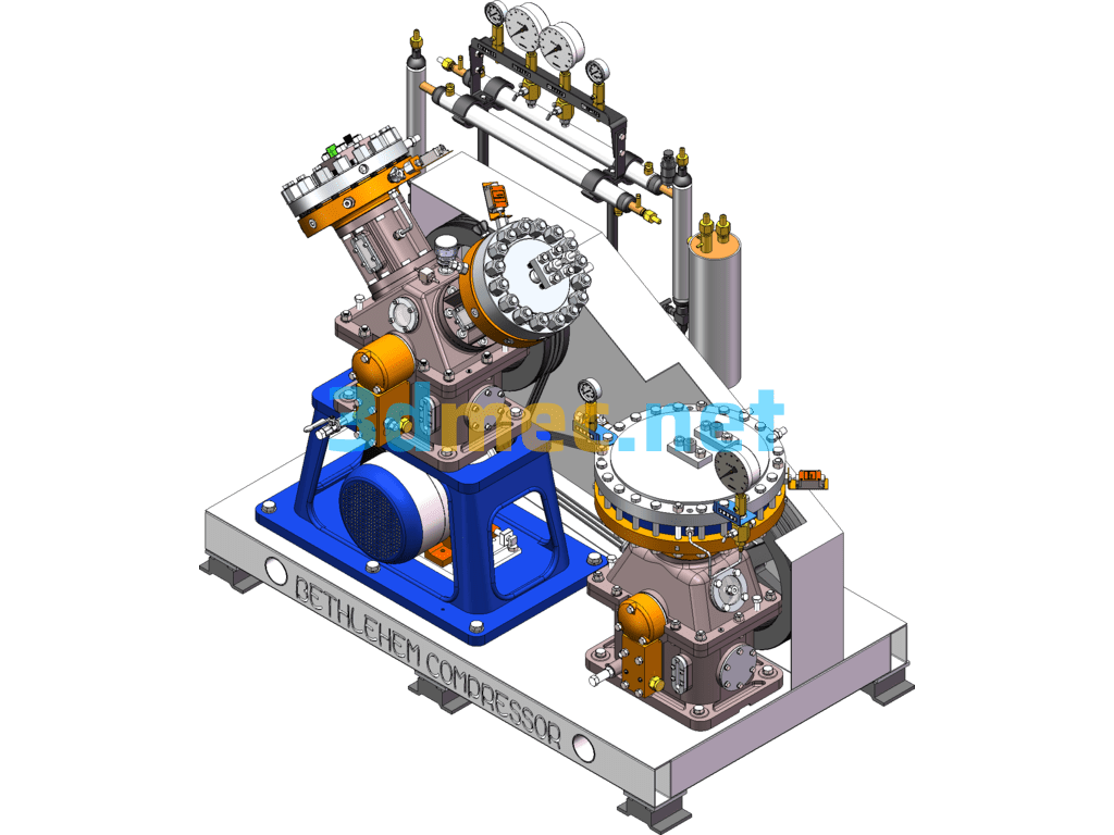 Large Ship Diaphragm Compressor - 3D Model SolidWorks Free Download