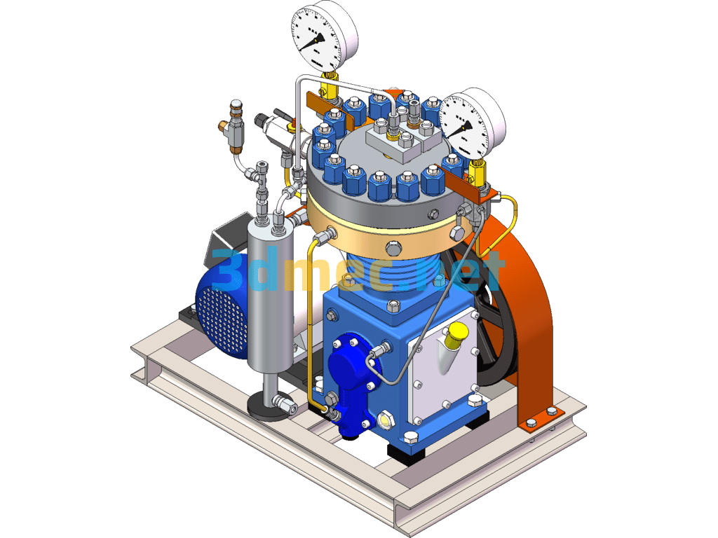 G445- 3% 160 Diaphragm Compressor - 3D Model SolidWorks Free Download