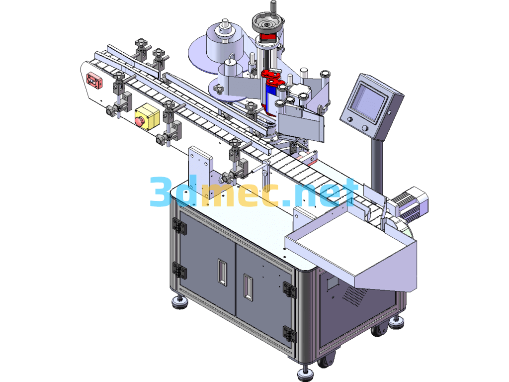 T21100 Fully Automatic Vertical Round Bottle Labeling Machine - 3D Model SolidWorks Free Download