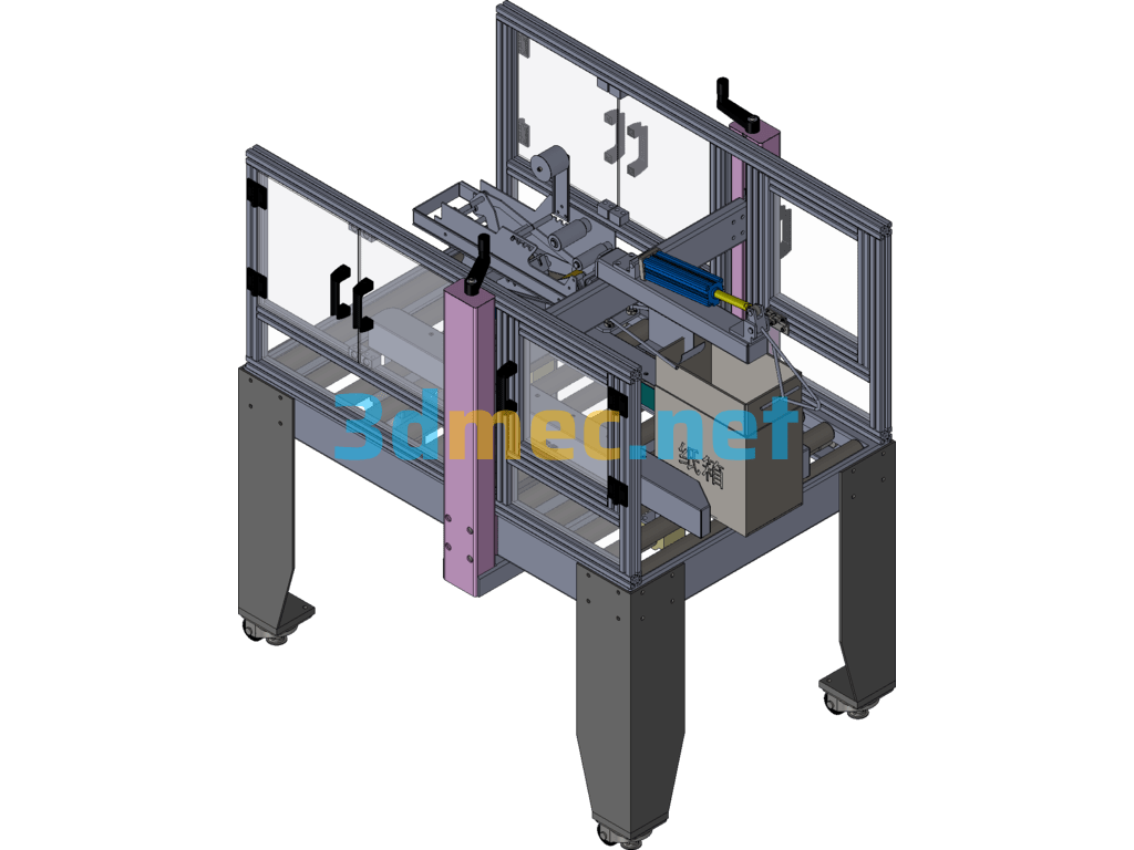 Fully Automatic Carton Sealing Machine (Carton Sealing And Packaging Equipment) - 3D Model SolidWorks Free Download