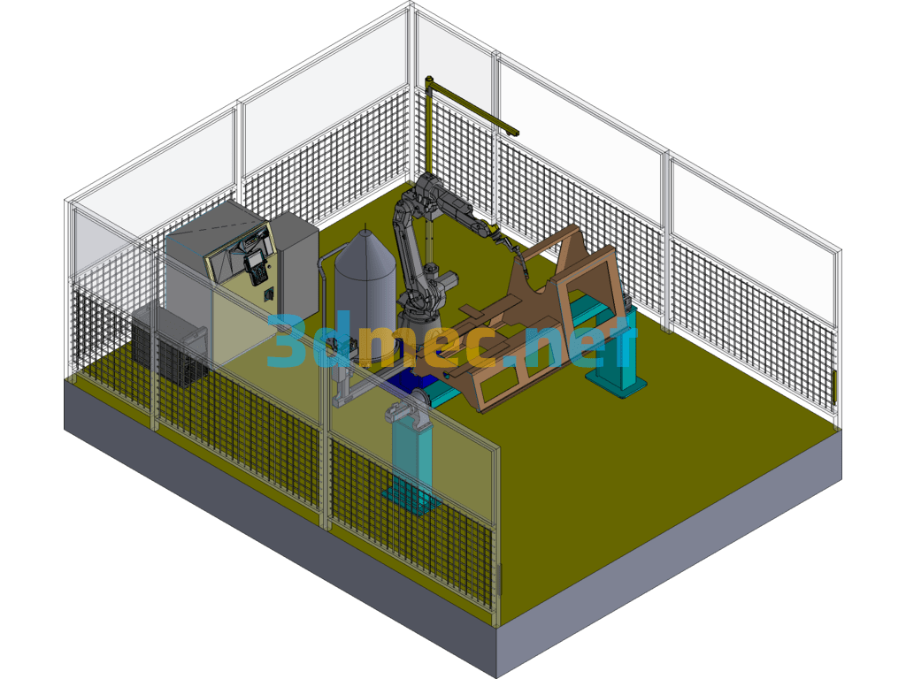 Prospecting Machinery Frame Robot Welding Workstation - 3D Model Exported Free Download