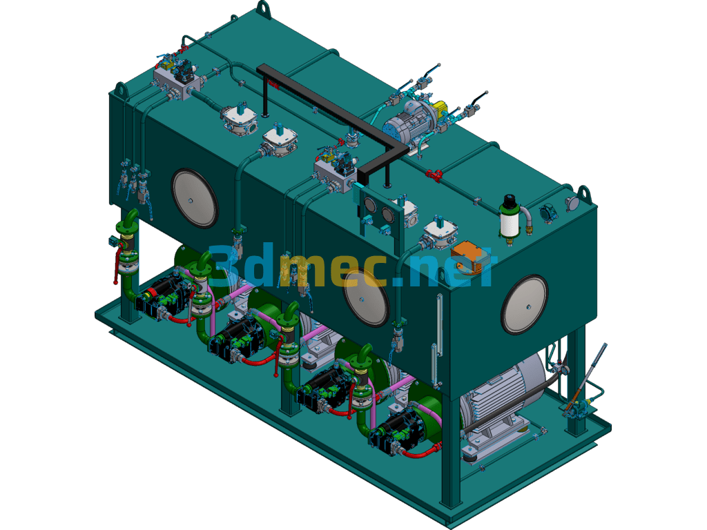 Motor Pump Unit (HPU-5000L-75KW×4) - 3D Model SolidWorks Free Download