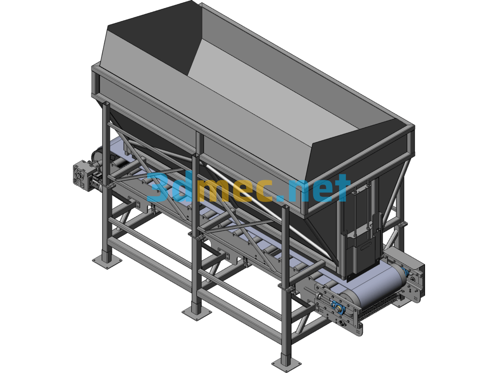 Belt Conveyor + Hopper - 3D Model SolidWorks Free Download