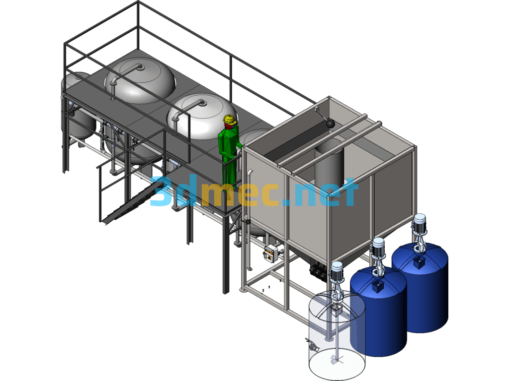 Water Treatment Softener (Fully Automatic Softening Water Equipment) - 3D Model SolidWorks Free Download