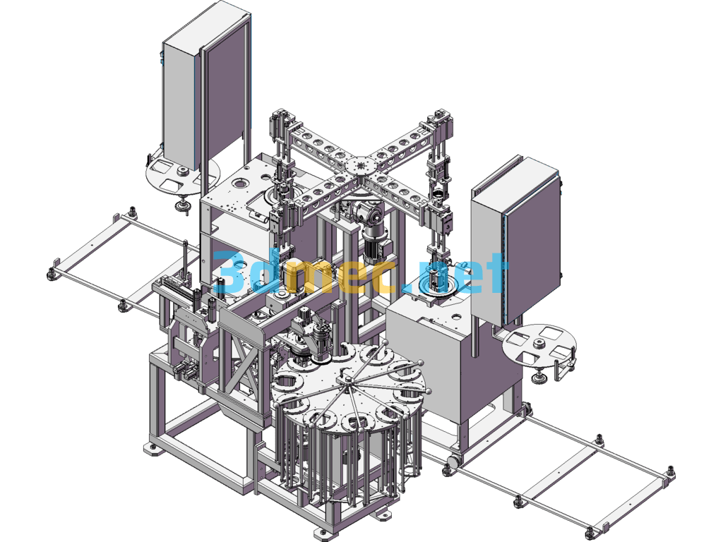 Multi-Station Double Turntable Production Assembly Line - 3D Model SolidWorks Free Download