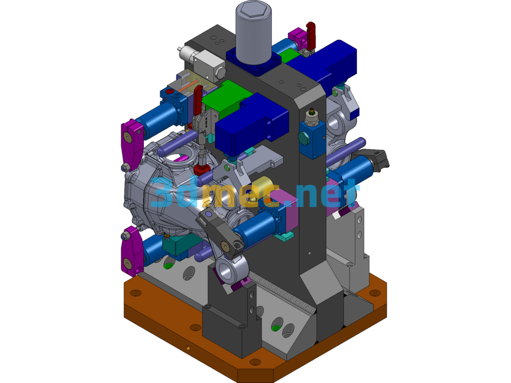 Double-Position Hydraulic Clamp For Shell - 3D Model SolidWorks Free Download