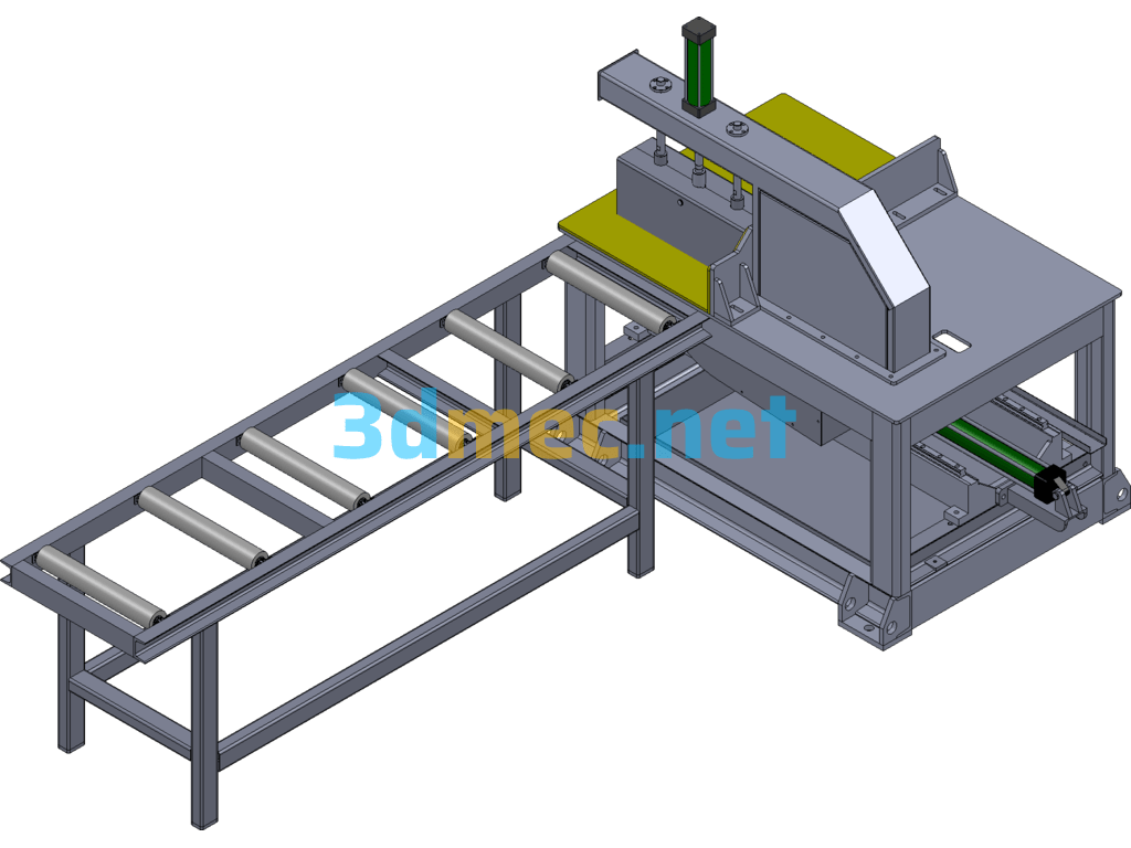 16-Inch Aluminum Profile Hydraulic Finished Saw (With Feeding Rack) - 3D Model SolidWorks Free Download