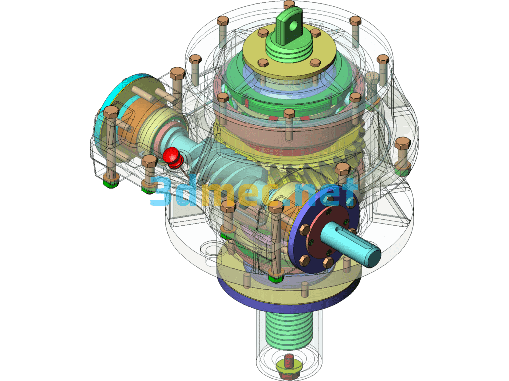 Worm Gear Screw Drive Lifting Mechanism (SW Design) - 3D Model SolidWorks Free Download