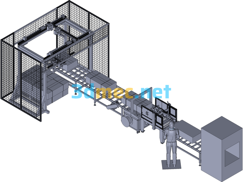 Sealing, Packing And Palletizing Production Line - 3D Model Exported Free Download