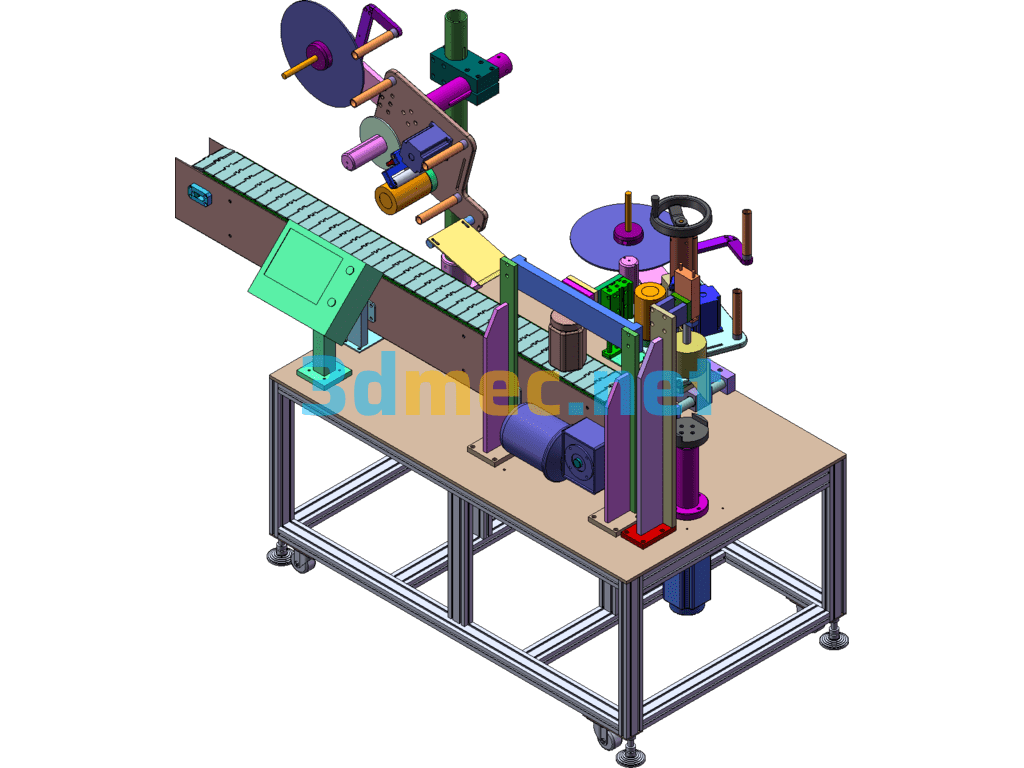 Fully Automatic Labeling Machine - 3D Model SolidWorks Free Download