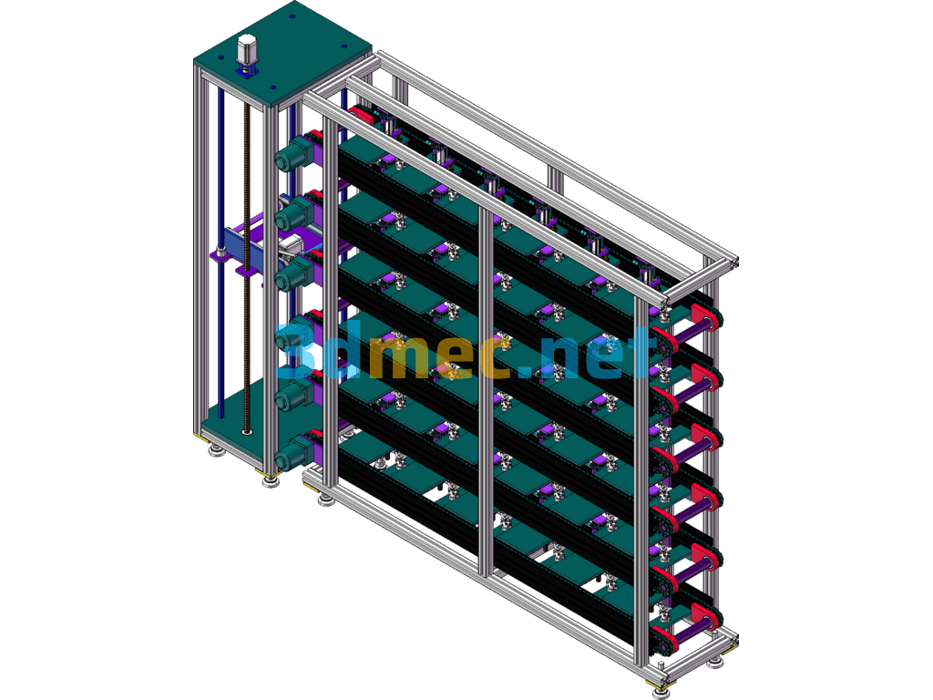 6-Layer Multiple Sprocket Assembly Line Drawing - 3D Model SolidWorks Free Download