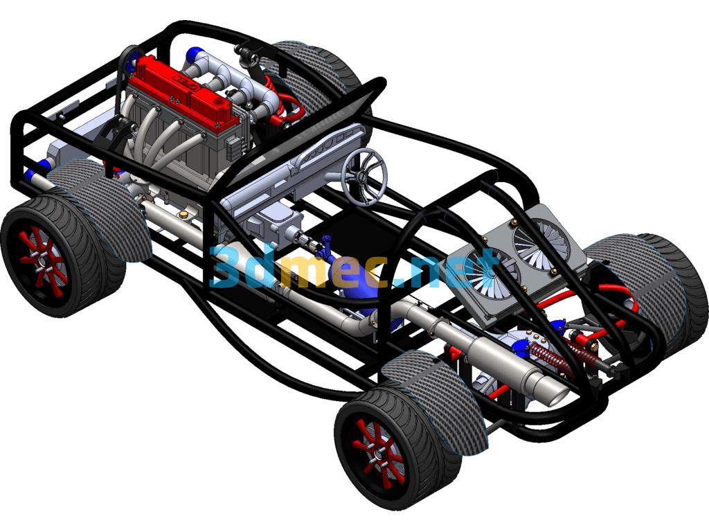 Steel Tube Car (Modified Off-Road Vehicle) SW Model - 3D Model SolidWorks Free Download