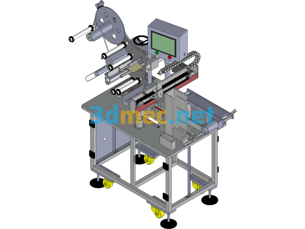 Third Generation Mobile Phone Battery Labeling Machine (Fully Automatic Four-Sided Labeling Machine) - 3D Model SolidWorks Free Download