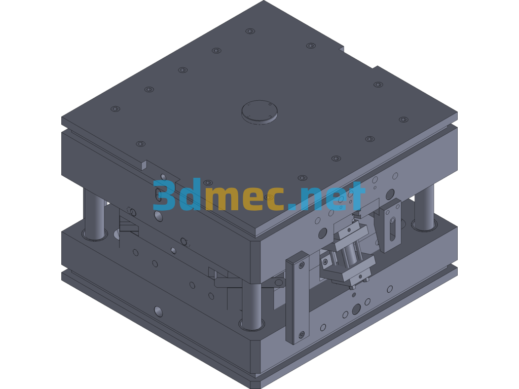 Detailed Turnover Box Mold (File Can Be Used Directly) - 3D Model Exported Free Download