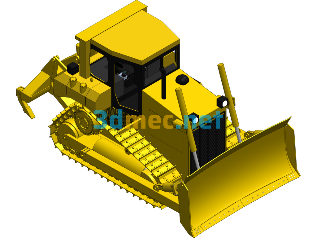 Bulldozer Caterpillar D6R Crawler Dozer - 3D Model SolidWorks Free Download