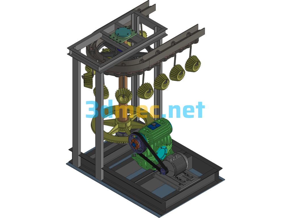 Gear Conveyor Suspension System (Suspended Conveyor) - 3D Model Exported Free Download