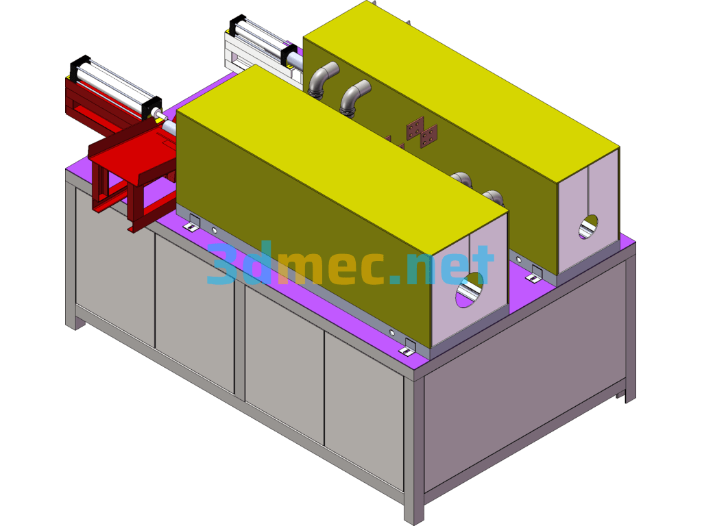 Double-Station Heating Furnace (With Cylinder Feeding Device) - 3D Model SolidWorks Free Download