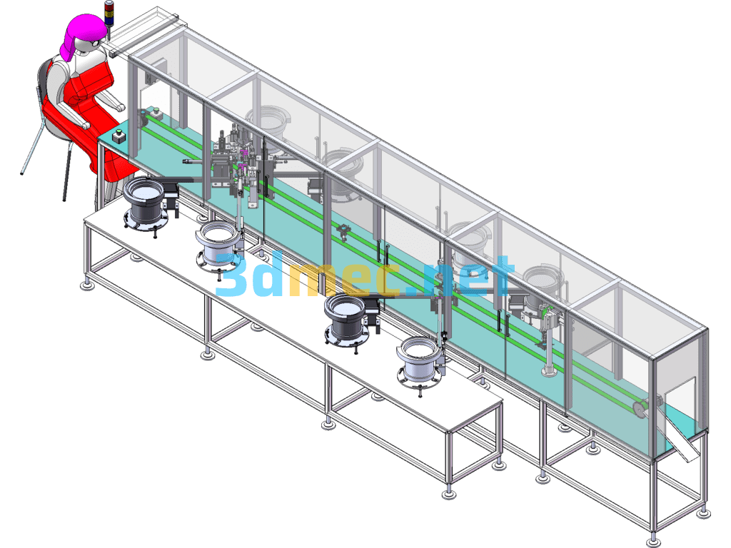 Four-Pole Carbon Brush Automatic Assembly Machine - 3D Model SolidWorks Free Download