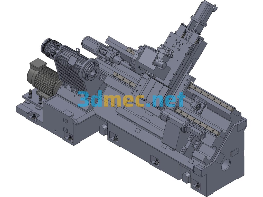 Slant Bed CNC Machine Tool (Machinable Curved Surface) - 3D Model SolidWorks Free Download