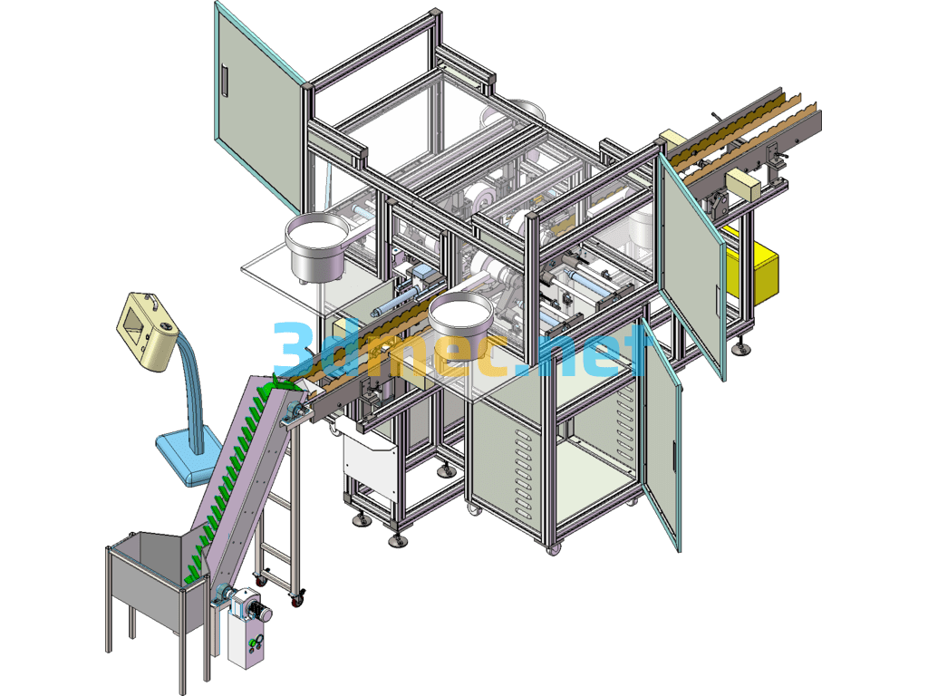 Double-Head Assembly Rotary Melting Machine (Automatic Assembly Machine + Hot Melt Equipment) - 3D Model SolidWorks Free Download