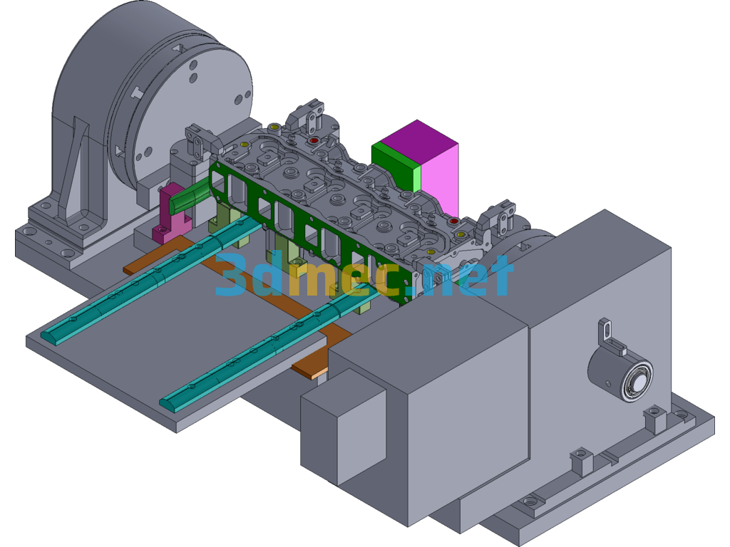 Engine Cylinder Head Precision Hydraulic Fixture (4 Processing Steps) - 3D Model SolidWorks Free Download