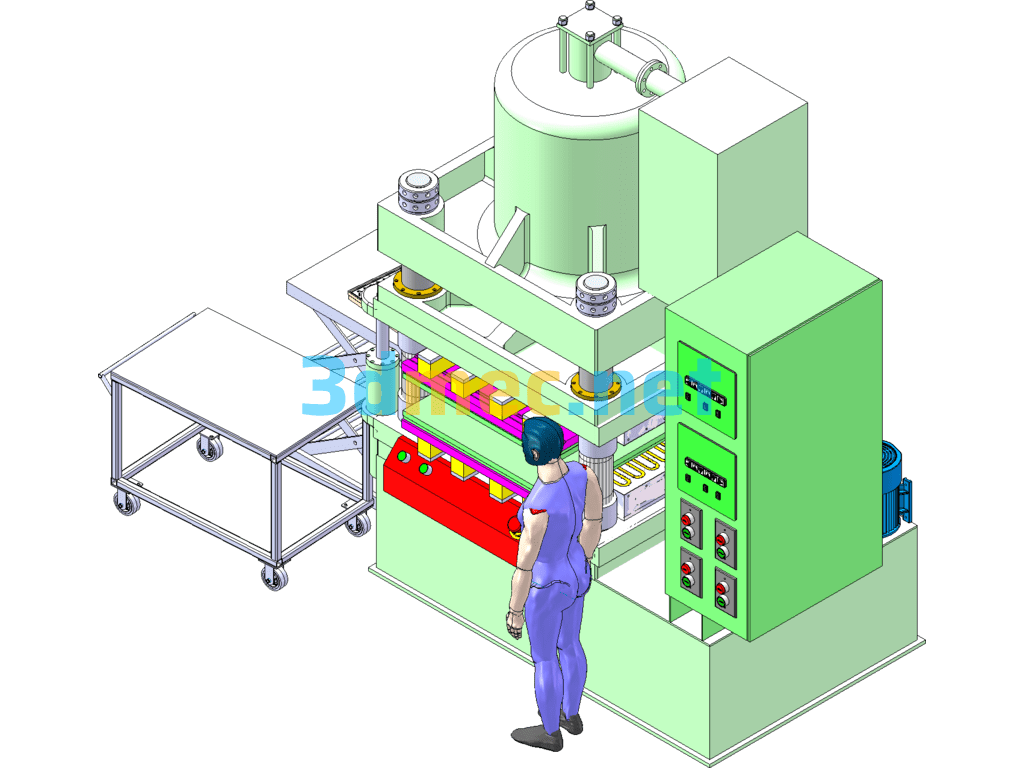 800T Heavy Duty Rubber Pressing Machine - 3D Model SolidWorks Free Download