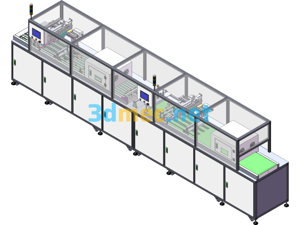 UV Dispensing And Curing Machine Equipment (Automatic Dispensing Of Display Screens, UV Curing Production Line) - 3D Model SolidWorks Free Download