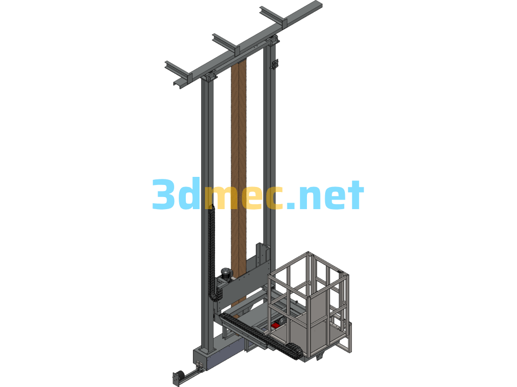 Three-Dimensional Lifting Trolley For Coating Line (Screw Lifting Device) - 3D Model SolidWorks Free Download