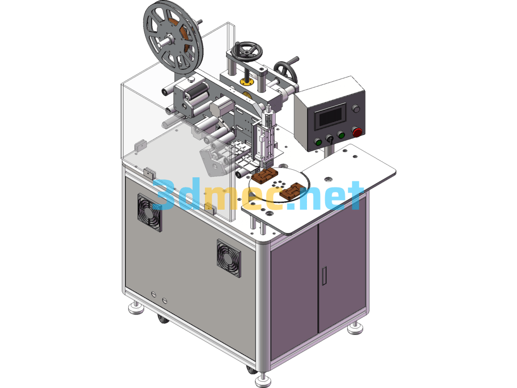 New Turntable Labeling Machine (Labeling, Film, Double-Sided Tape) - 3D Model SolidWorks Free Download