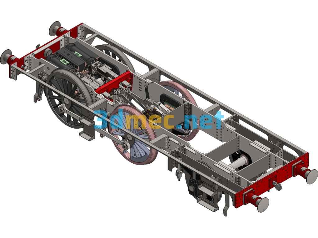 Steam Car Main Frame (Including Transmission And Engine) - 3D Model SolidWorks Free Download