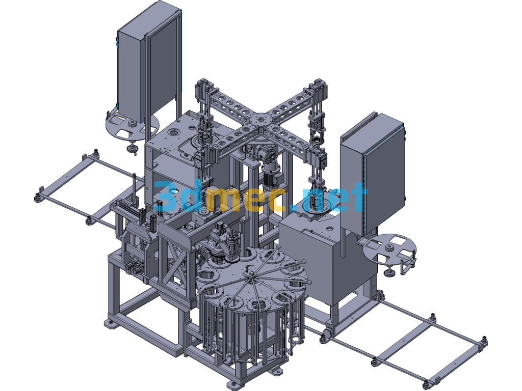 Multi-Station Double Turntable Production Assembly Line Model - 3D Model SolidWorks Free Download