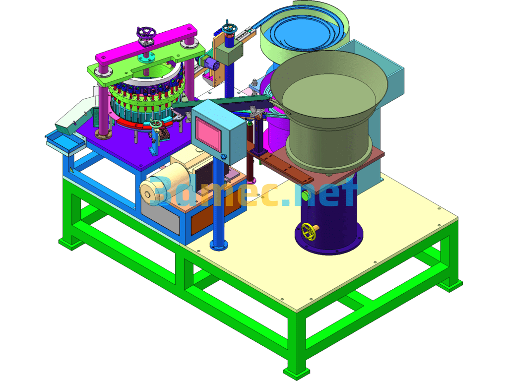 Cam Mechanism Bottle Cap Assembly Machine - 3D Model SolidWorks Free Download