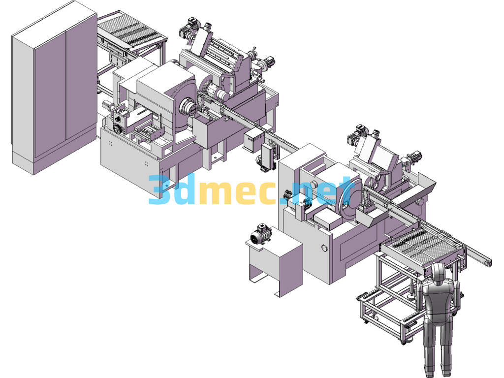 Fully Automatic Feeding System Grinding Production Line - 3D Model SolidWorks Free Download