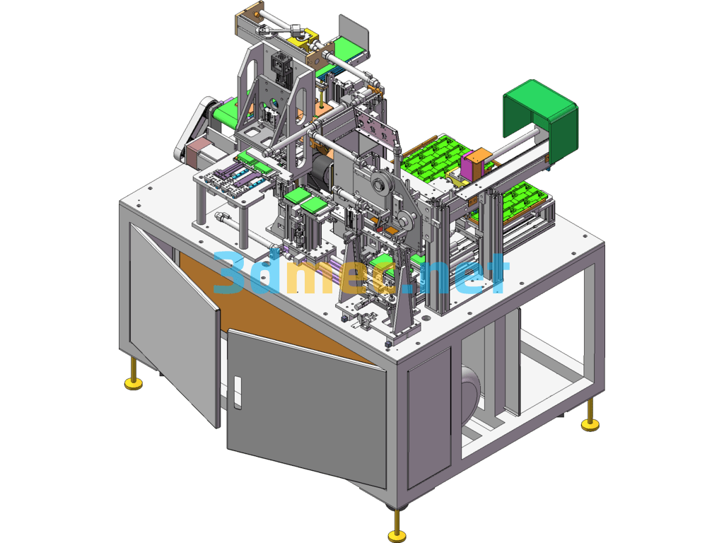 Square Lithium-Ion Battery Glue And Shell Machine (Automatically Load Lithium Batteries Into Aluminum Shells) - 3D Model SolidWorks Free Download