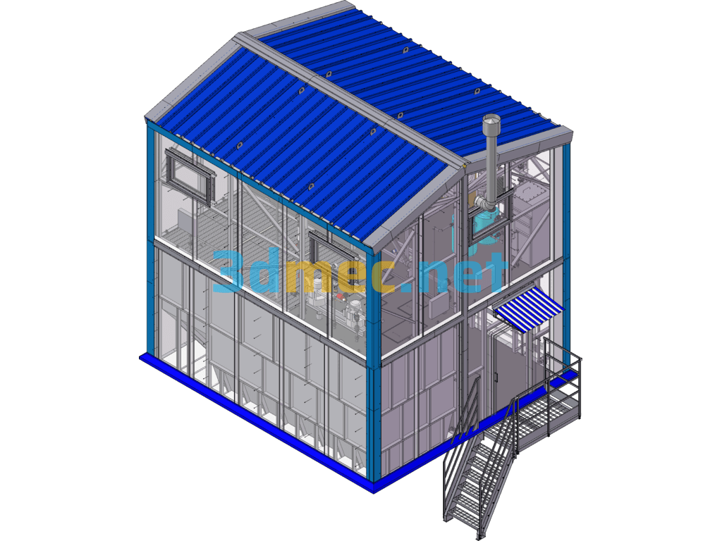 Wastewater Biological Treatment Station (Wastewater Biological Treatment Plant) - 3D Model SolidWorks Free Download